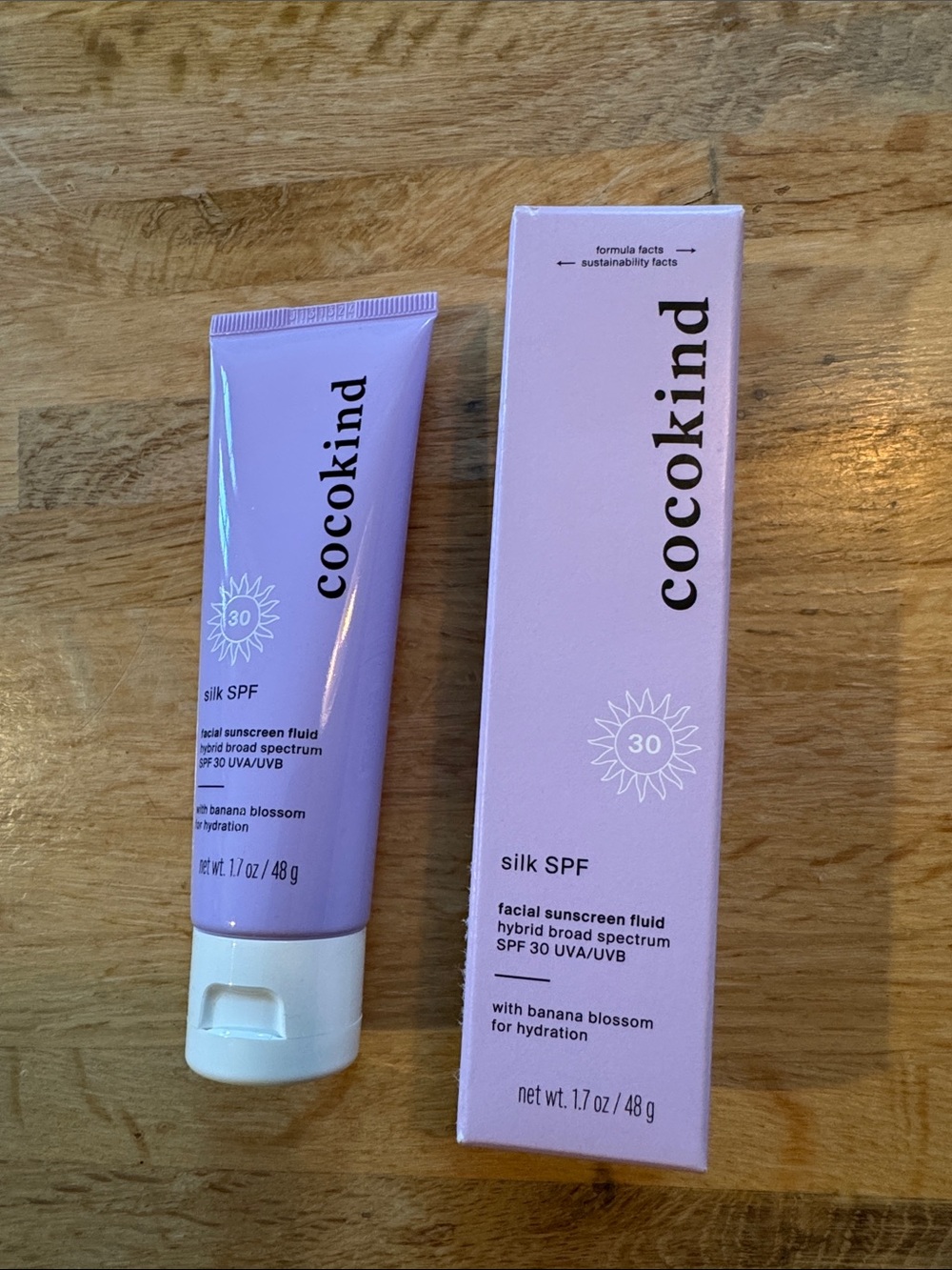 NIB Cocokind Silk SPF Facial Sunscreen Fluid —